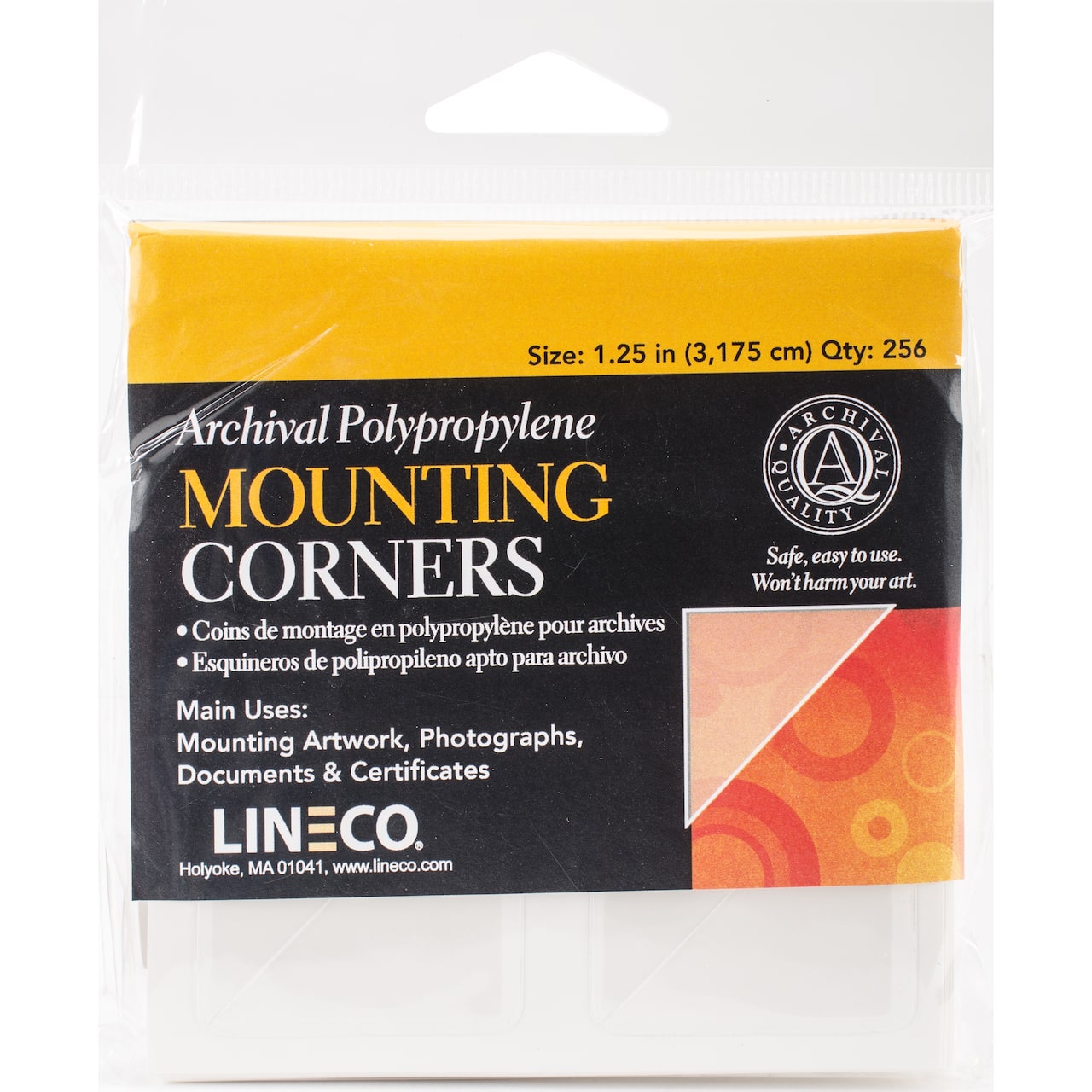 Lineco® 1.25" Clear Polypropylene Photo Mounting Corners